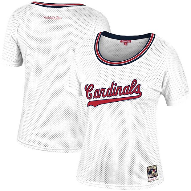 Women's Mitchell & Ness White St. Louis Cardinals Slouchy Mesh T-Shirt