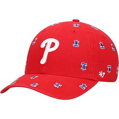 Women's '47 Red Philadelphia Phillies Confetti Clean Up Adjustable Hat