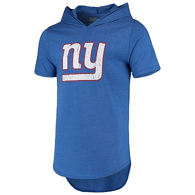 Men's Majestic Threads Royal New York Giants Primary Logo Tri-Blend Hoodie T-Shirt