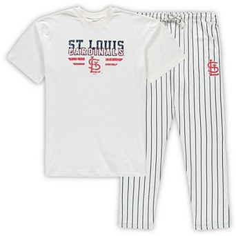 Men's Concepts Sport White/Navy St. Louis Cardinals Big & Tall Pinstripe Sleep Set