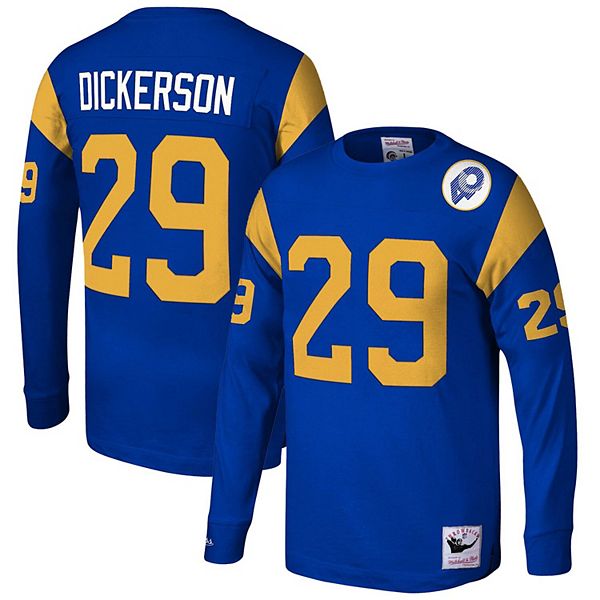 Men's Mitchell & Ness Eric Dickerson Royal Los Angeles Rams Throwback  Retired Player Name & Number Long Sleeve Top