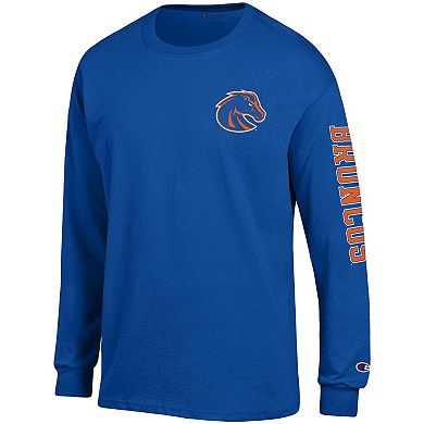 Men's Champion Royal Boise State Broncos Team Stack Long Sleeve T-Shirt