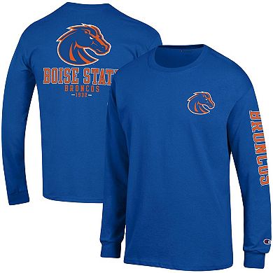 Men's Champion Royal Boise State Broncos Team Stack Long Sleeve T-Shirt