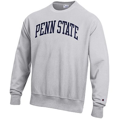Men's Champion Heathered Gray Penn State Nittany Lions Arch Reverse Weave Pullover Sweatshirt