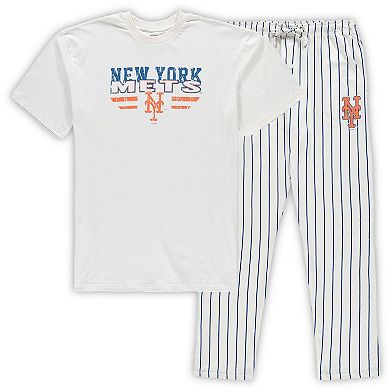 Men's Concepts Sport White/Royal New York Mets Big & Tall Pinstripe Sleep Set