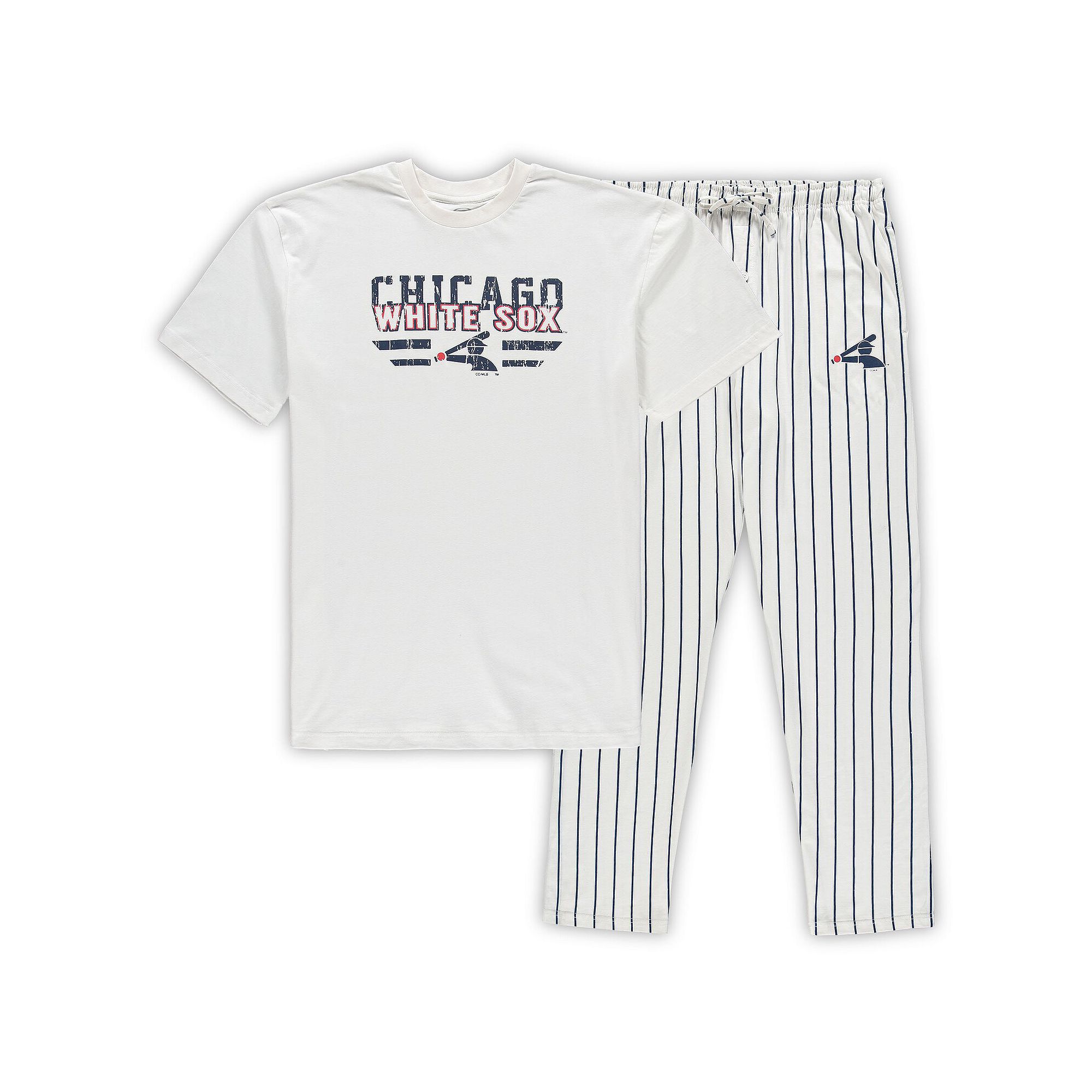 Mens Concepts Sport White/Navy Chicago White Sox Big & Tall Pinstripe Slee