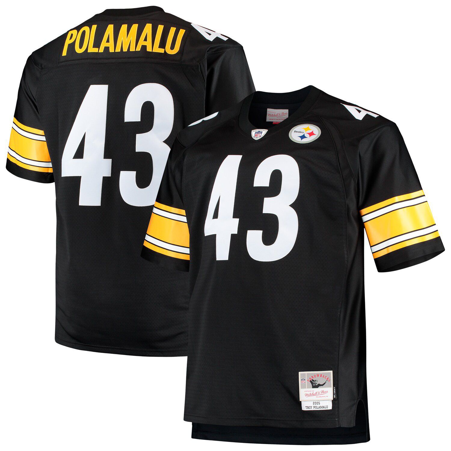 Troy Polamalu Pittsburgh Steelers Mitchell & Ness Youth 2005 Retired Player Metal Replica Jersey - Charcoal