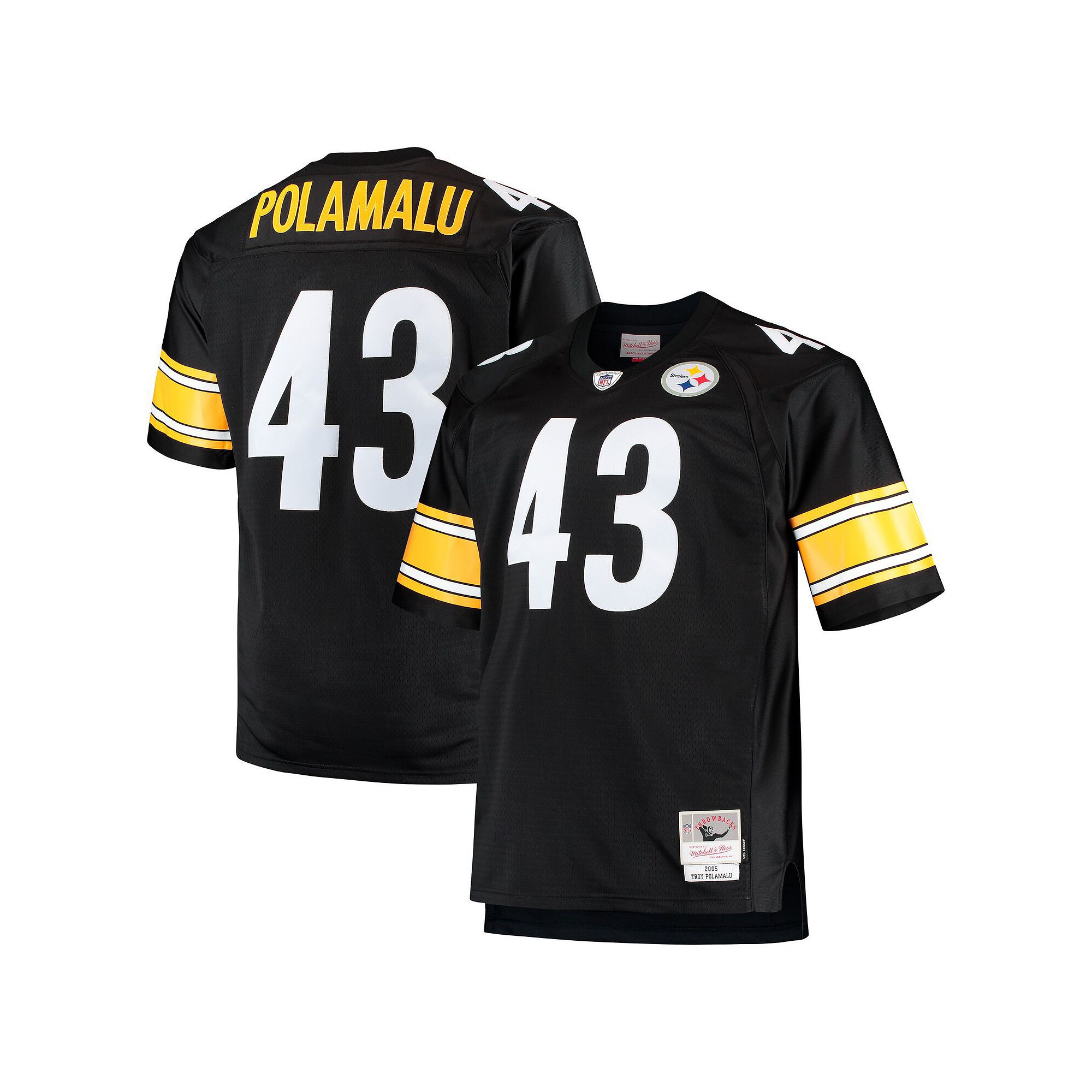 Mens Mitchell & Ness Troy Polamalu Black Pittsburgh Steelers Big & Tall 20