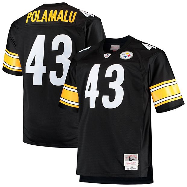 Men's Mitchell & Ness Troy Polamalu Black Pittsburgh Steelers Retired Player Mesh Name Number Hoodie T-Shirt Size: Small