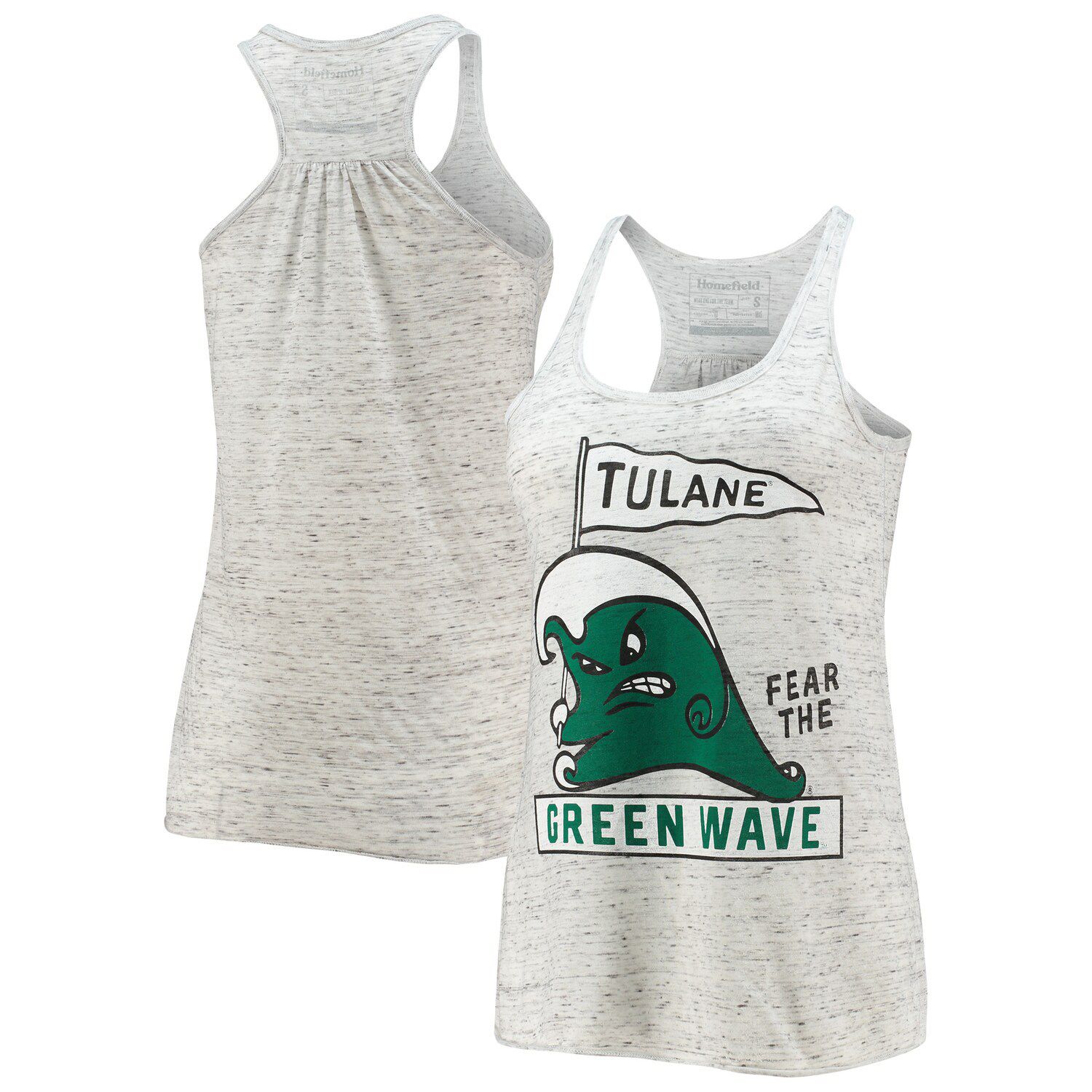 Image for Unbranded Women's Homefield Ash Tulane Green Wave Vintage Fear The Green Wave Racerback Slub Tank Top at Kohl's.
