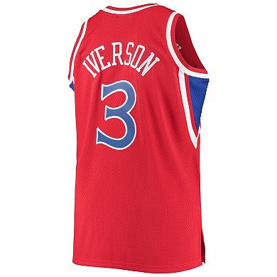 Men's Mitchell & Ness Allen Iverson Red Philadelphia 76ers Big & Tall Hardwood Classics Swingman Player Jersey