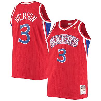 Men's Mitchell & Ness Allen Iverson Red Philadelphia 76ers Big & Tall Hardwood Classics Swingman Player Jersey