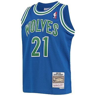 Youth Mitchell & Ness Kevin Garnett Blue Minnesota Timberwolves 1995-96 Hardwood Classics Swingman Jersey