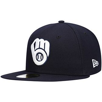 Men's New Era Navy Milwaukee Brewers Logo White 59FIFTY Fitted Hat