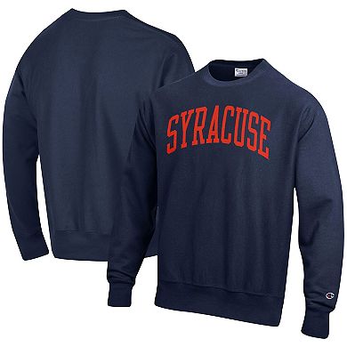 Men's Champion Navy Syracuse Orange Arch Reverse Weave Pullover Sweatshirt