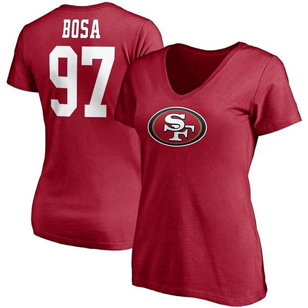 Women's Fanatics Branded Nick Bosa Scarlet San Francisco 49ers Player Icon  Name & Number V-Neck