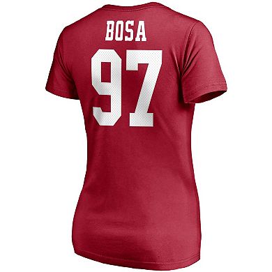 Women's Nick Bosa Scarlet San Francisco 49ers Player Icon Name & Number V-Neck T-Shirt