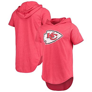 Men's Majestic Threads Red Kansas City Chiefs Primary Logo Tri-Blend Hoodie T-Shirt