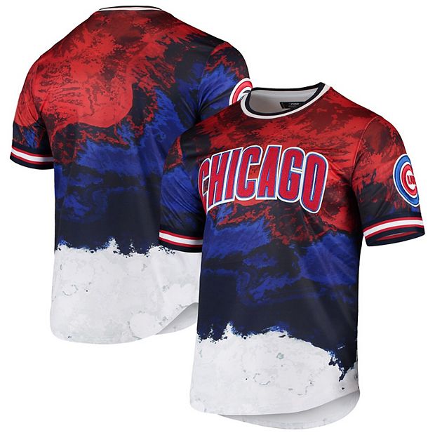 Men's Red/Royal Chicago Cubs Red White And Blue Dip Dye T-Shirt
