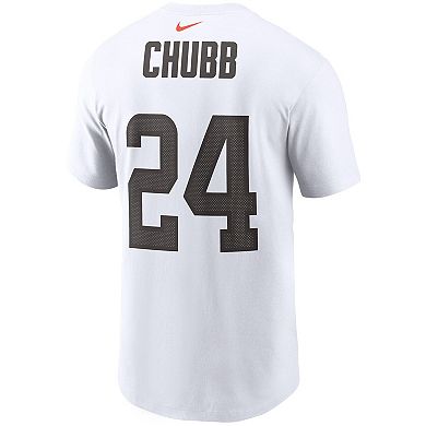 Men's Nike Nick Chubb White Cleveland Browns Player Name & Number T-Shirt