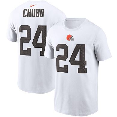 Men's Nike Nick Chubb White Cleveland Browns Player Name & Number T-Shirt