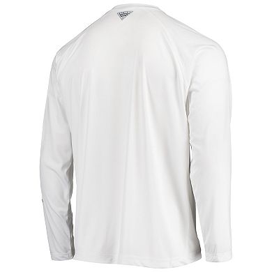 Men's Columbia White Los Angeles Dodgers Americana Terminal Tackle Omni-Shade Raglan Long Sleeve T-Shirt