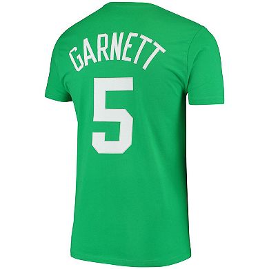 Men's Mitchell & Ness Kevin Garnett Kelly Green Boston Celtics Hardwood Classics Stitch Name & Number T-Shirt