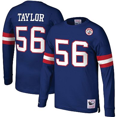 Men's Mitchell & Ness Lawrence Taylor Royal New York Giants Throwback Retired Player Name & Number Long Sleeve Top