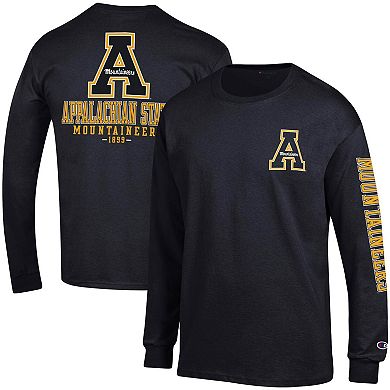 Men's Champion Black Appalachian State Mountaineers Team Stack Long Sleeve T-Shirt