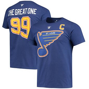 Men's Fanatics Branded Wayne Gretzky Blue St. Louis Blues Authentic Stack Retired Player Nickname & Number T-Shirt