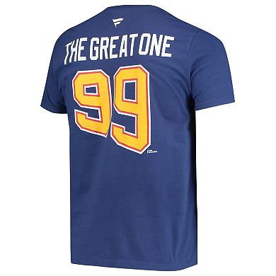 Men's Fanatics Branded Wayne Gretzky Blue St. Louis Blues Authentic Stack Retired Player Nickname & Number T-Shirt