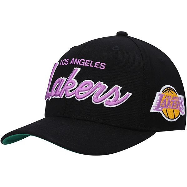 Men's Los Angeles Lakers Mitchell & Ness Purple Hardwood Classics Vintage  Script Snapback Hat
