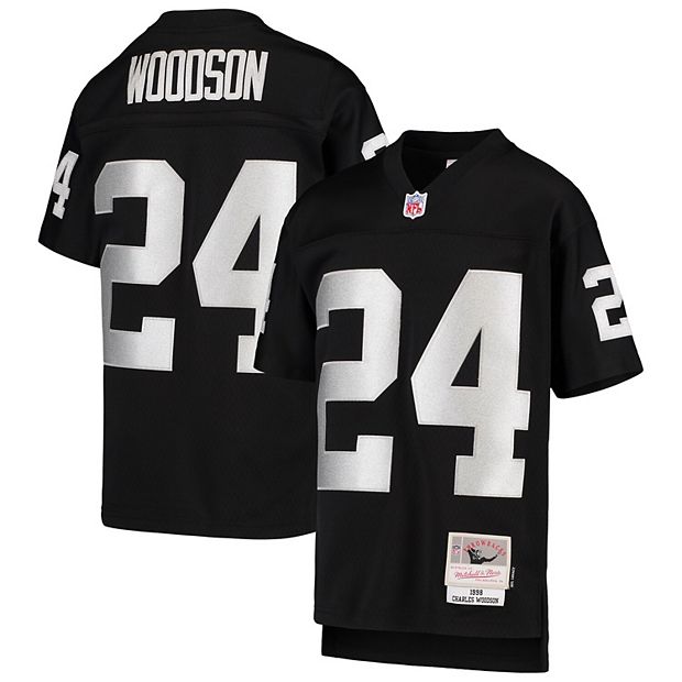 Youth Mitchell & Ness Charles Woodson Black Las Vegas Raiders 1998 Legacy  Retired Player Jersey