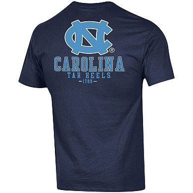 Men's Champion Navy North Carolina Tar Heels Stack 2-Hit T-Shirt