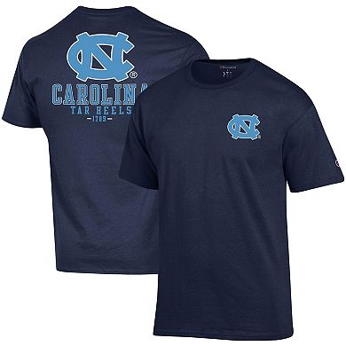 Men's Champion Navy North Carolina Tar Heels Stack 2-Hit T-Shirt