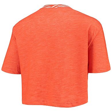 Women's Nike Orange Clemson Tigers Slub Ringer Performance Cropped T-Shirt