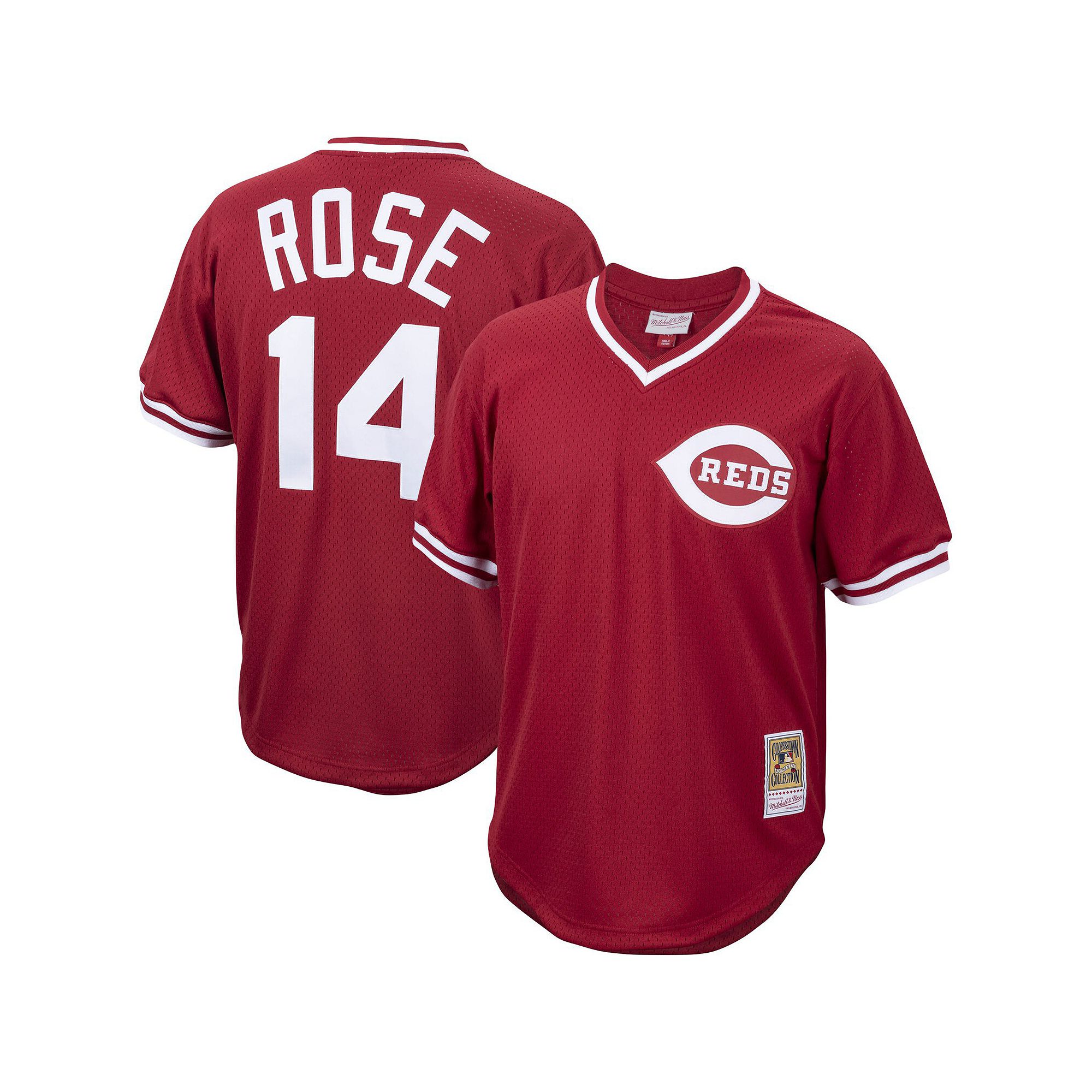 Mens Mitchell & Ness Pete Rose Red Cincinnati Reds Cooperstown Collection 