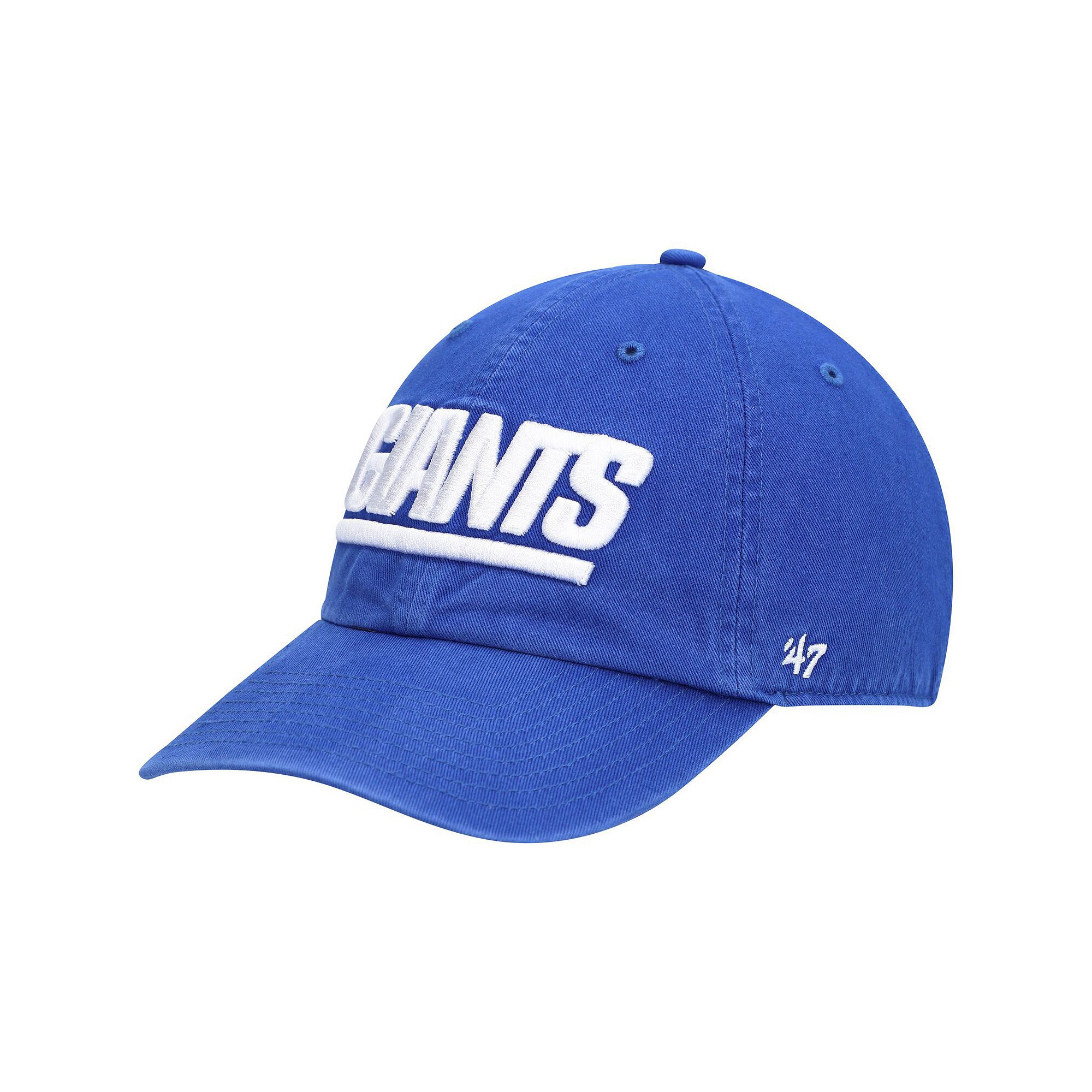 Mens 47 Royal New York Giants Clean Up Script Adjustable Hat, Blue