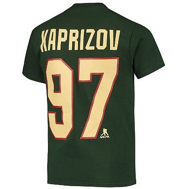 Youth Kirill Kaprizov Green Minnesota Wild Name & Number T-Shirt
