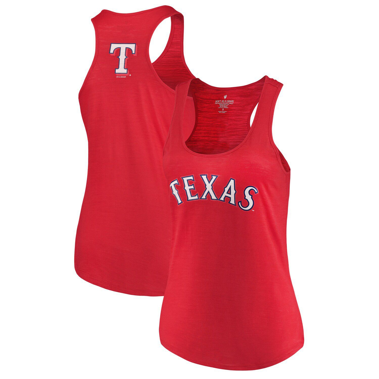 Image for Unbranded Women's Soft as a Grape Red Texas Rangers Plus Size Swing for the Fences Racerback Tank Top at Kohl's.