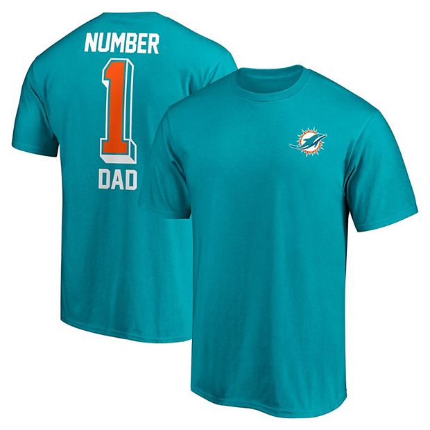 Men's Fanatics Branded Aqua Miami Dolphins #1 Dad T-Shirt