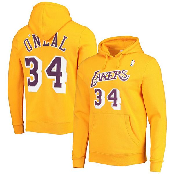 Men's Mitchell & Ness Shaquille O'Neal Gold Los Angeles Lakers Hardwood ...