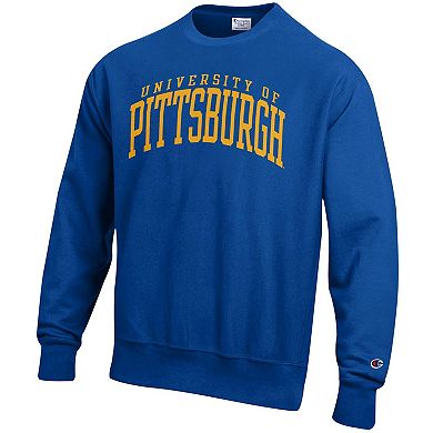 Men's Champion Royal Pitt Panthers Relaxed Fit Arch Reverse Weave Pullover Sweatshirt