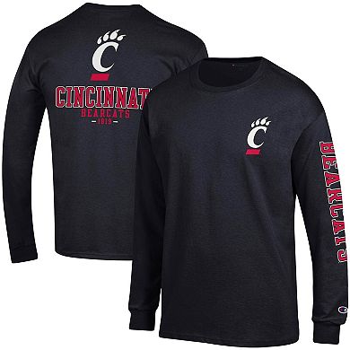 Men's Champion Black Cincinnati Bearcats Team Stack Long Sleeve T-Shirt