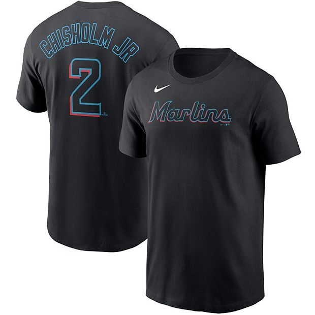 NIKE Men'S Jazz Chisholm Jr Black Miami Marlins Player Name Number T-Shirt  for Men