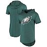 Men's Majestic Threads Midnight Green Philadelphia Eagles Primary Logo Tri-Blend Hoodie T-Shirt