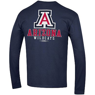 Men's Champion Navy Arizona Wildcats Team Stack Long Sleeve T-Shirt