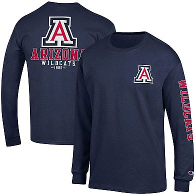 Men's Champion Navy Arizona Wildcats Team Stack Long Sleeve T-Shirt