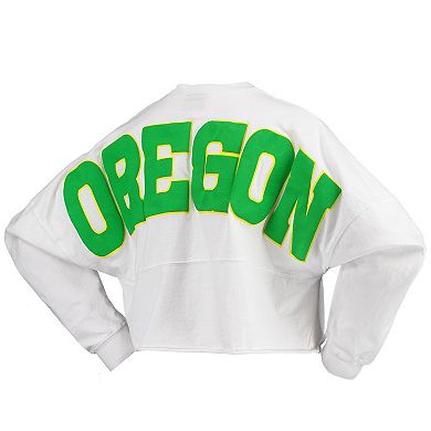 Women's White Oregon Ducks Laurels Crop Long Sleeve T-Shirt