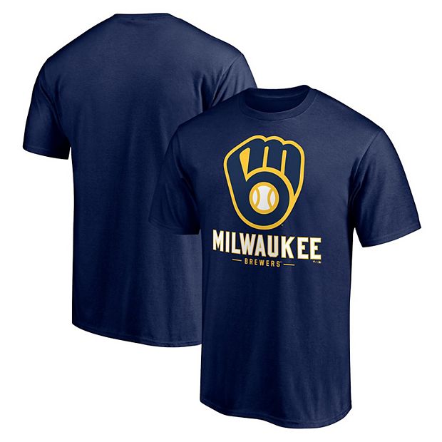 Men's Milwaukee Brewers Navy Mini Print Logo Button-Up Shirt